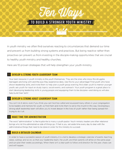 Ten Ways to Build a Stronger Youth Ministry