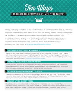 Ten Ways to Reduce the Profession of Faith "Fear Factor"